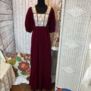 Vintage 70’s Bohemian Maxi Dress S